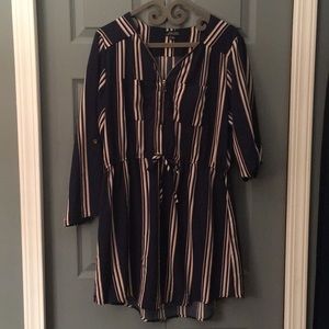 Navy pink and white striped casual dress XL
